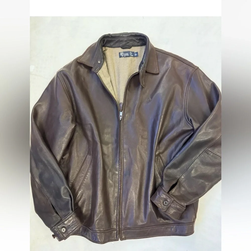 Polo by Ralph Lauren Vintage Biswing Leather Bomber Jacket in Brown Size L - Picture 12 of 16